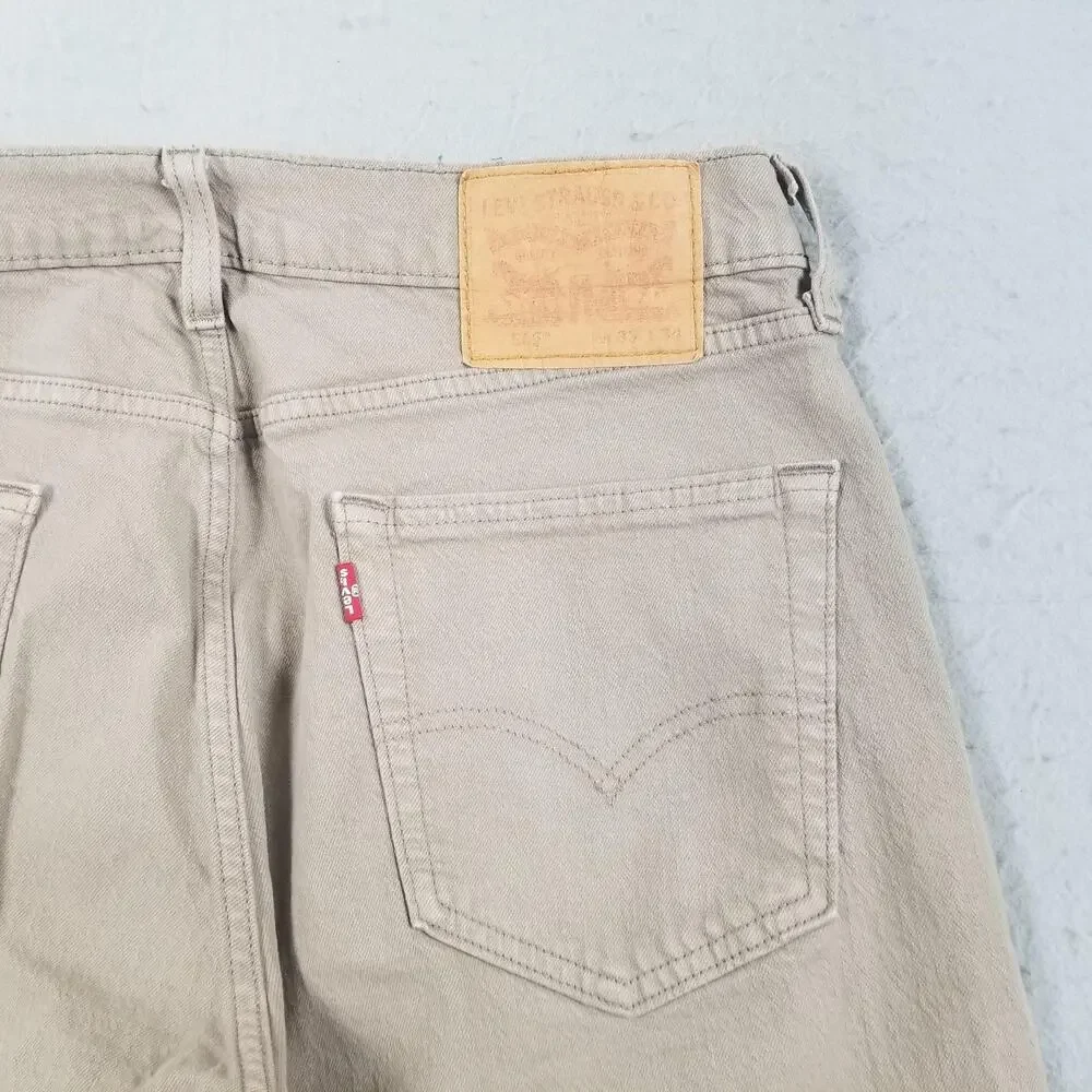 Levis 505 Jeans Mens 32x34 Beige Straight Leg Denim‎ Casual Pants Classic Fit